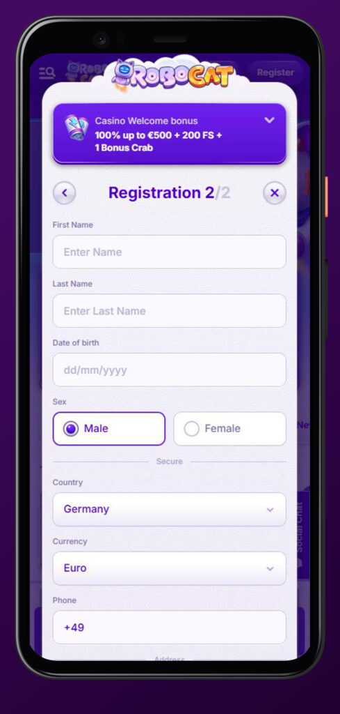 register robocat casino